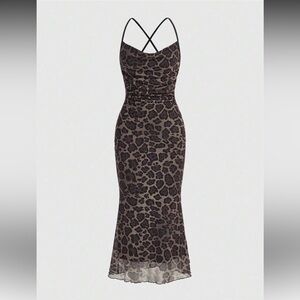 NWOT SIZE XL ROMWE Leopard Print Midi Dress